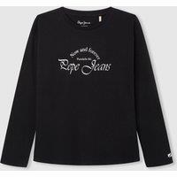 Logo Print Cotton T-Shirt with Long Sleeves