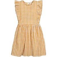 Organic Cotton Sleeveless Dress in Check Print with Ruffles