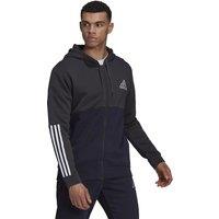 Colour Block Hoodie in Cotton Mix with Zip Fastening