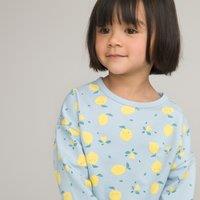 Lemon Print Cotton Sweatshirt with Crew Neck
