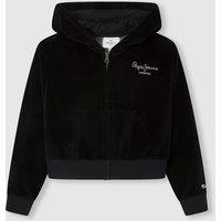 Logo Print Hoodie in Cotton Mix with Zip Fastening