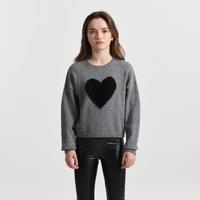 Heart Print Jumper with Crew Neck