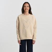 Embroidered Heart Sweatshirt in Cotton Mix with Crew Neck
