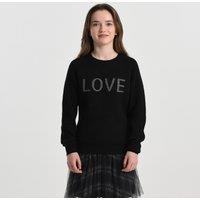 Slogan Print Jacquard Jumper with Crew Neck