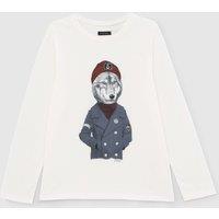 Printed Cotton T-Shirt with Long Sleeves