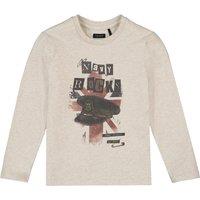 Slogan Print Cotton T-Shirt with Long Sleeves