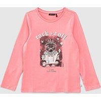Slogan Print T-Shirt with Long Sleeves