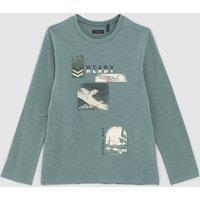 Printed Cotton T-Shirt with Long Sleeves