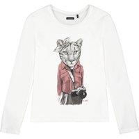 Printed Cotton T-Shirt with Long Sleeves