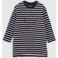 Striped Cotton Sweatshirt Dress with Long Sleeves