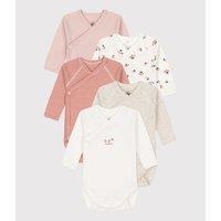 Pack of 5 Bodysuits in Cotton with Long Sleeves