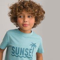 Slogan Print Cotton T-Shirt with Crew Neck