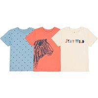 Pack of 3 T-Shirts in Cotton with Crew Neck