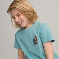 Cotton Crew Neck T-Shirt with Slogan Print on Back