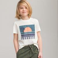 Sunset Print Cotton T-Shirt with Crew Neck