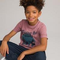 Surfboard Print Cotton T-Shirt with Crew Neck