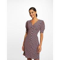 Printed Mini Dress with Balloon Sleeves