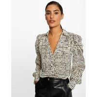 Polka Dot Print Blouse with Long Sleeves