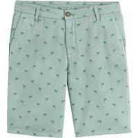 Palm Print Bermuda Shorts in Cotton