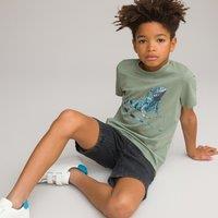 Chameleon Print Cotton T-Shirt with Crew Neck