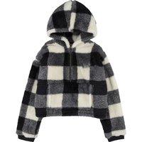 Checked Cotton Fleece Jacket with Hood