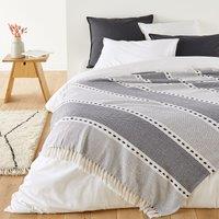 Creole Striped Fringed Cotton Bedside Rug