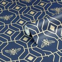 10m Bee Deco Geometric Printed Wallpaper