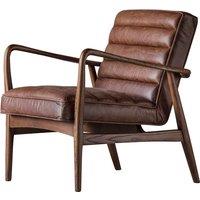 Fairfield Mid-Century Leather Armchair with Solid Wood Frame