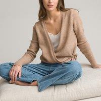 Recycled Wrapover Cardigan in Brushed Knit