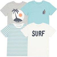 Pack of 4 T-Shirts in Printed Cotton with Crew Neck