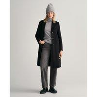 Wool Mix Long Coat with Button Fastening