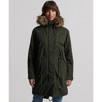 Mid-Length Hooded Parka in Cotton with Faux Fur Trim