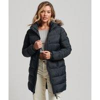 Mid-Length Parka with Faux Fur Trim