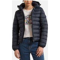 Short Hooded Padded Jacket with Zip Fastening