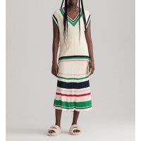 Striped Ribbed Midi Skirt in Cotton Mix