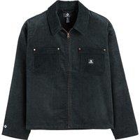 Cotton Zip-Up Coat with High Neck
