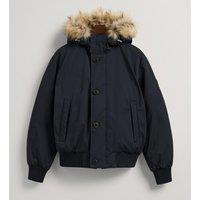 Warm Hooded Short Parka in Cotton Mix with Faux Fur Trim
