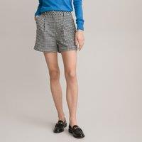 Houndstooth Check Shorts with Pleat Front