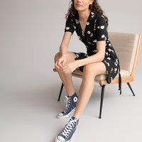 Floral Wrapover Mini Dress with Short Sleeves