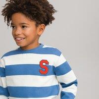 Striped Cotton Mix Sweatshirt with Crew Neck