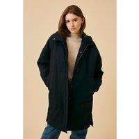 Syrielle Mid-Length Coat with Hood in Cotton Mix