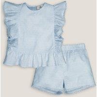 Cotton Blouse/Shorts Outfit with Ruffles