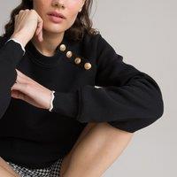 Cotton Mix Sweatshirt with Military Collar
