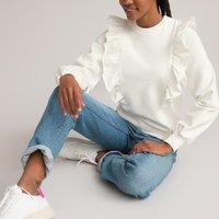 Cotton Ruffled Shoulder Sweatshirt