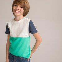 Tricolour Cotton T-Shirt with Crew Neck