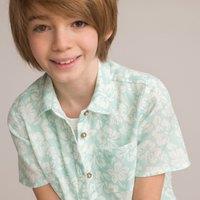 Hawaiian Print Cotton Shirt with Short Sleeves