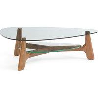 Aiole Glass and Walnut Double-Top Coffee Table