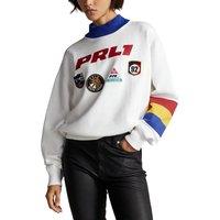 Mock Neck Sweatshirt in Cotton Mix with Printed Details