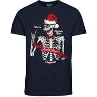 Skeleton Print Cotton T-Shirt with Short Sleeves