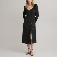 Jacquard Midaxi Dress with Long Sleeves